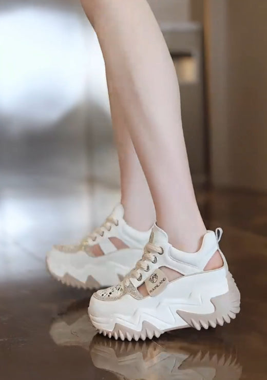 White breathable shoes with high soles