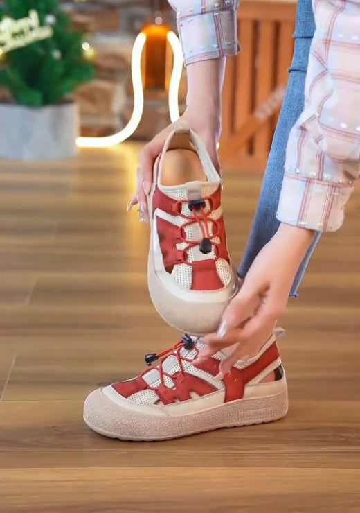 Elastic buckle shoelace splicing casual shoes