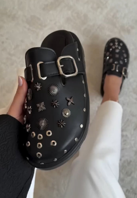 Metal-Trimmed Leather Birkenstocks