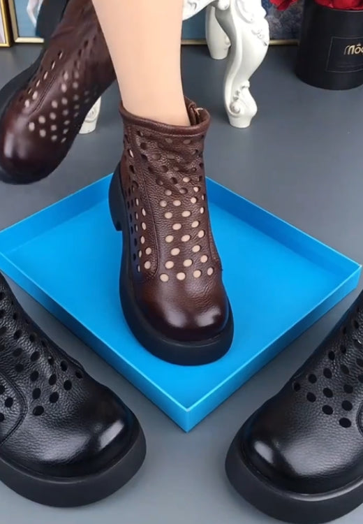 Retro hollow fashion hole booties