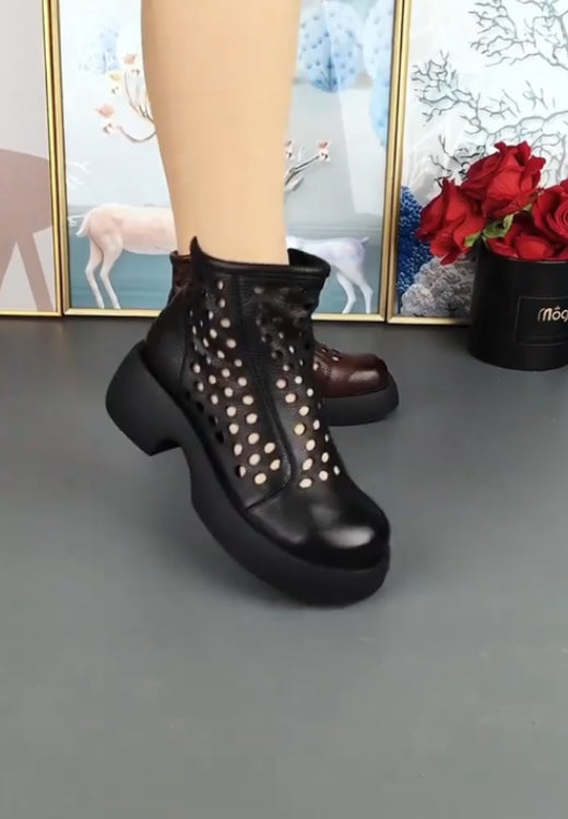 Retro hollow fashion hole booties
