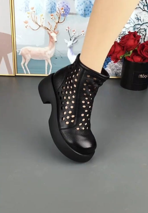 Retro hollow fashion hole booties
