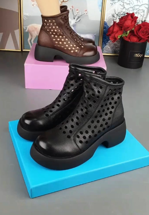Retro hollow fashion hole booties