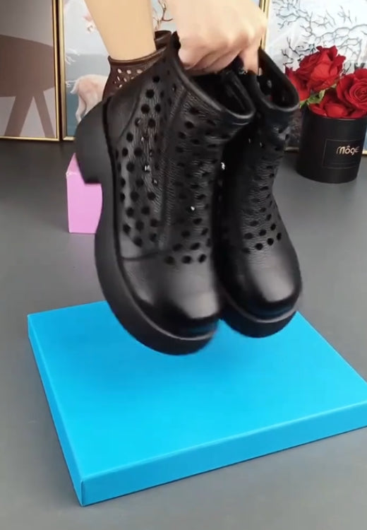 Retro hollow fashion hole booties