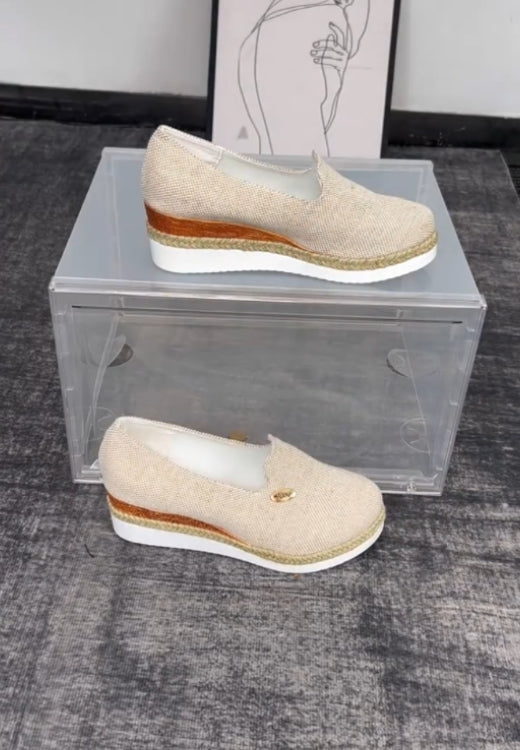 Woven breathable leisure wedge shoes