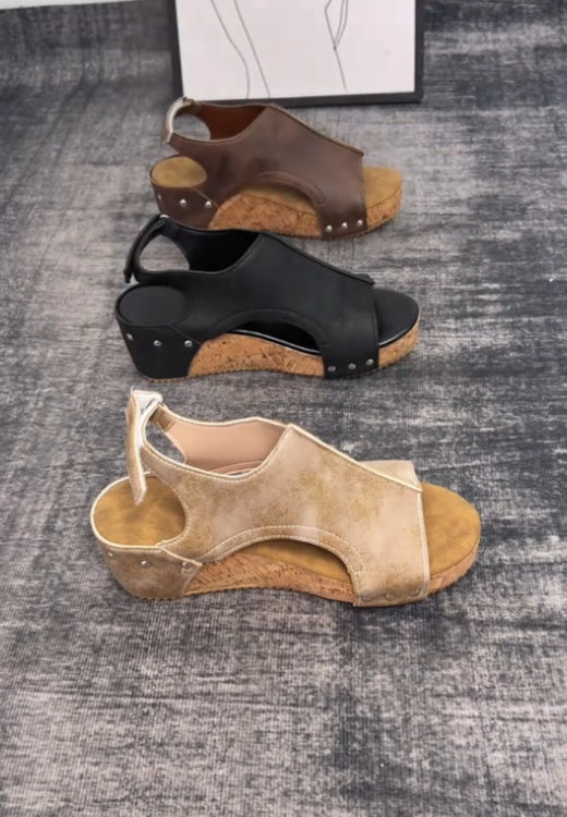 Women's Fashionable Solid Color WedgeSandals,Casual Comfortable Platform