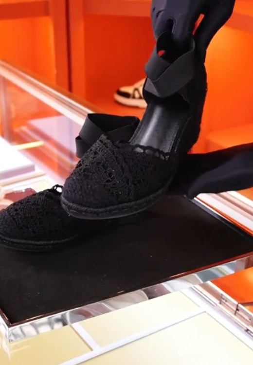Women's elegant lace elastic belt wedge shoes