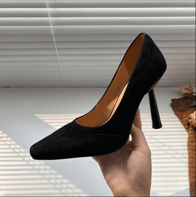 2025 New Spring and Autumn Style French Casual Shoes with Fine Heel and Small Square Head