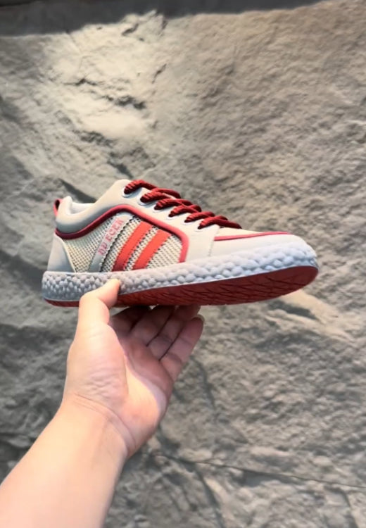 Summer mesh breathable red and gray casual shoes