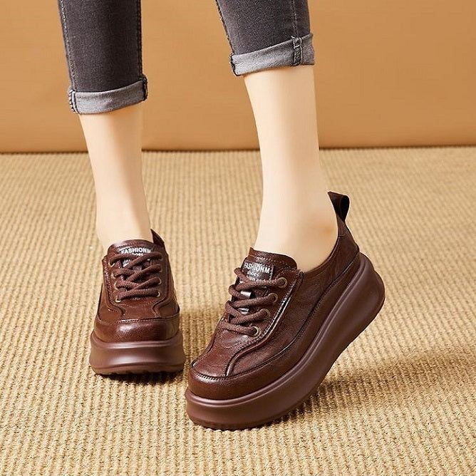 Round toe genuine leather versatile shoes