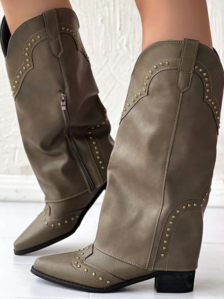 Vintage Pointed Studded Boots