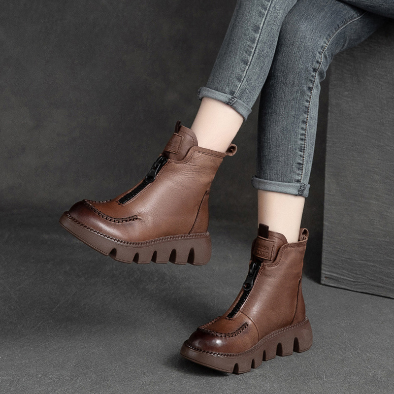 Platform Velvet Insulated Leather Boots