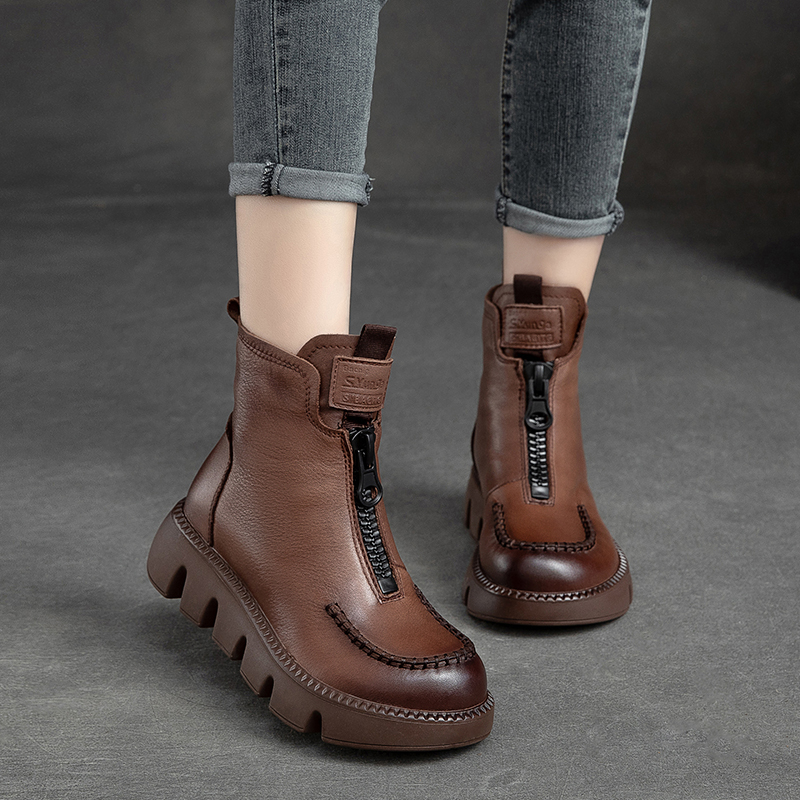 Platform Velvet Insulated Leather Boots