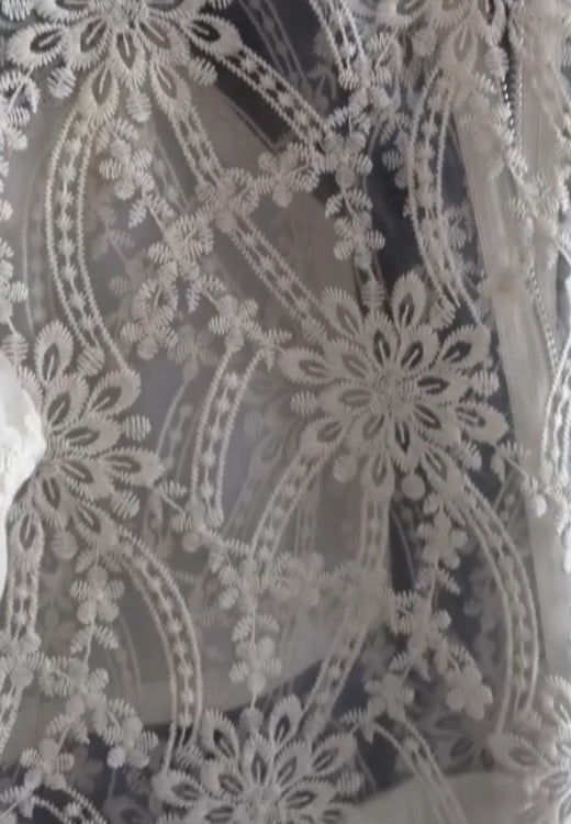 Hollow hand-embroidered lace top