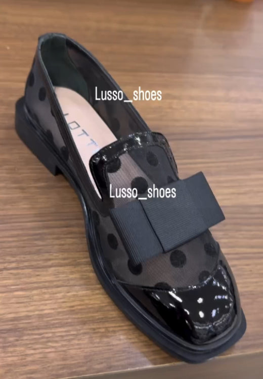 Fashion bow polka dot mesh casual shoes