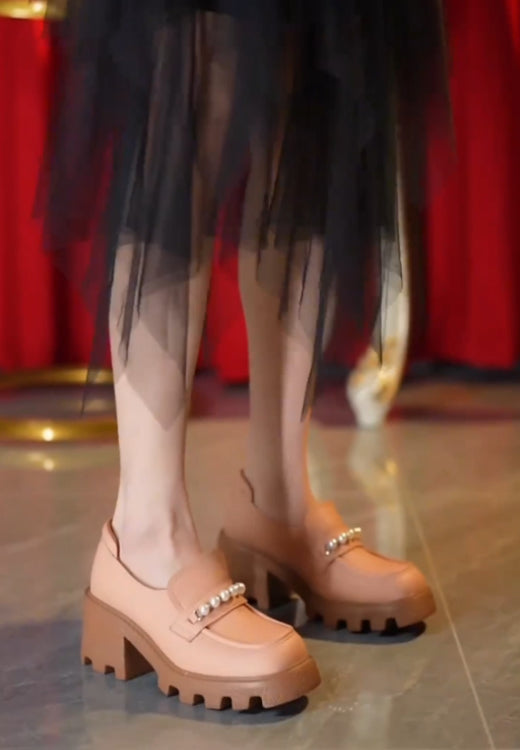 Pearl heightening Mary Jane shoes in summer