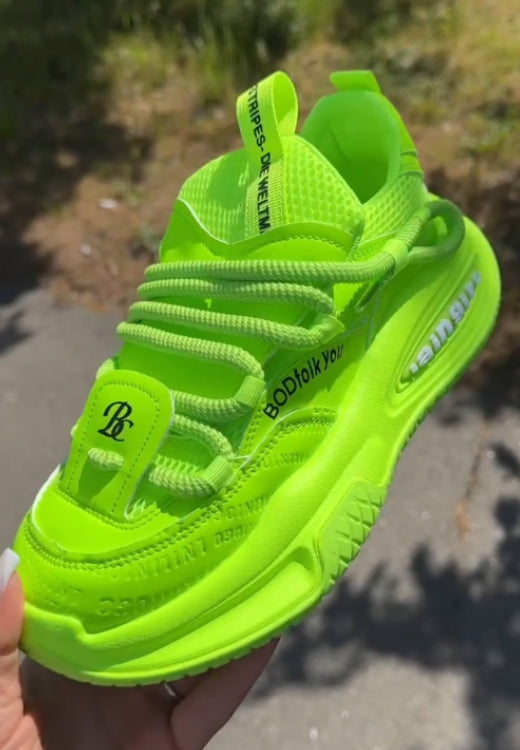 Fashion fluorescent green thick rope sneakers