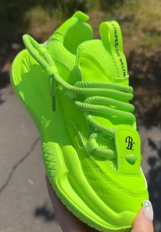 Fashion fluorescent green thick rope sneakers