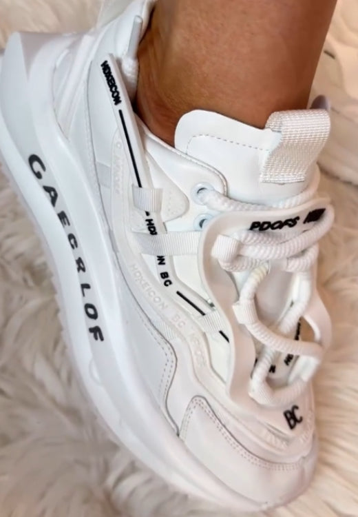 Fashion letters thick shoelaces white casual sneakers