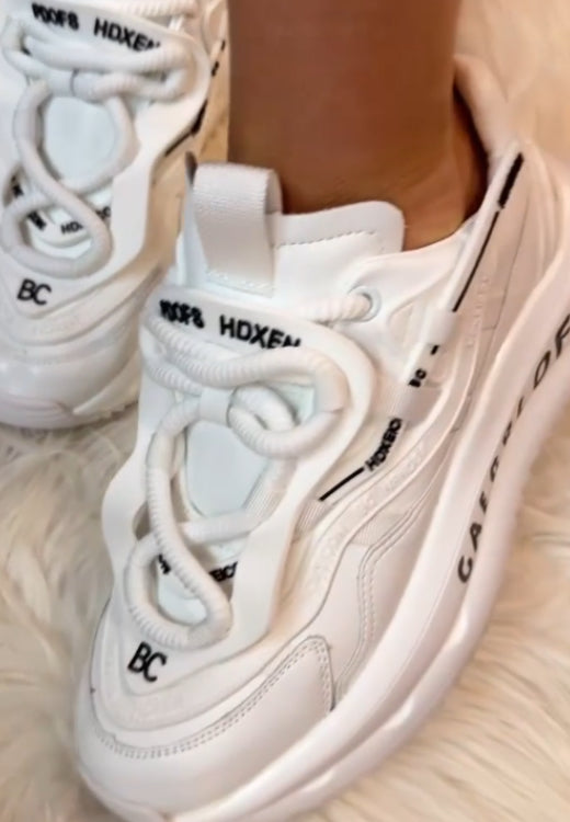 Fashion letters thick shoelaces white casual sneakers