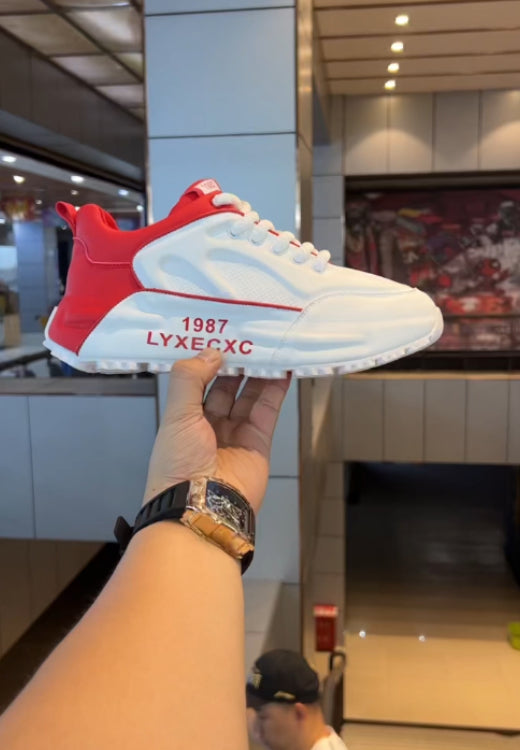 Men's letter printed white casual shoes