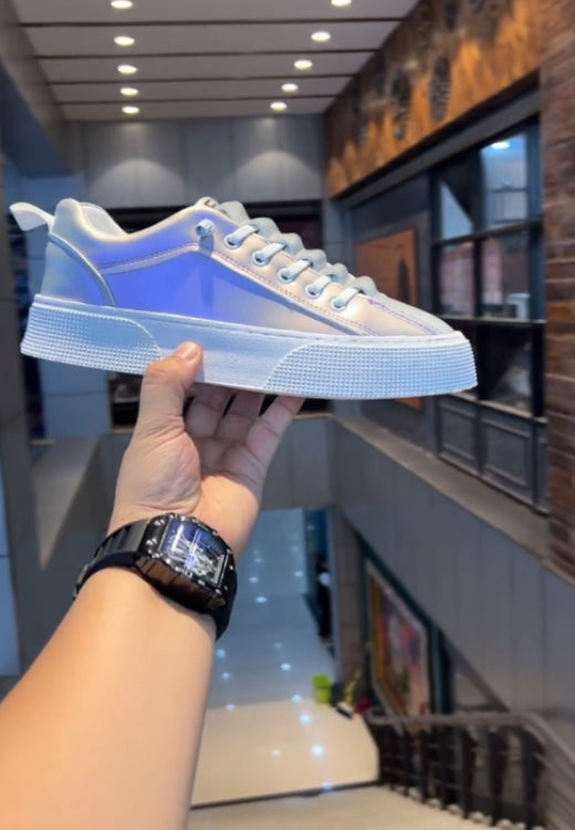 Men's laser leather panel shoes casual shoes