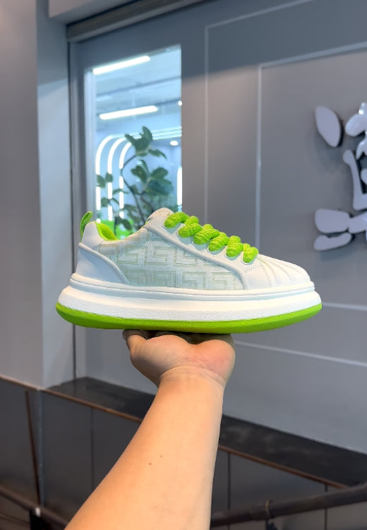 Fluorescent green thick rope printed shoes
