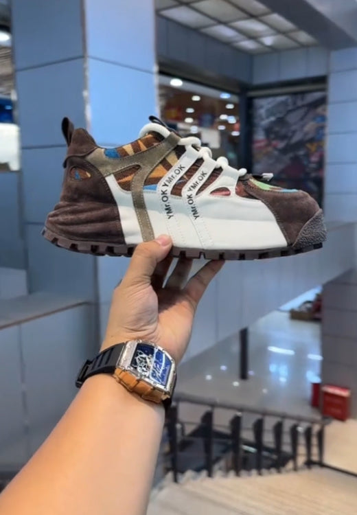 Men's ice cream color matching increased platform casual shoes