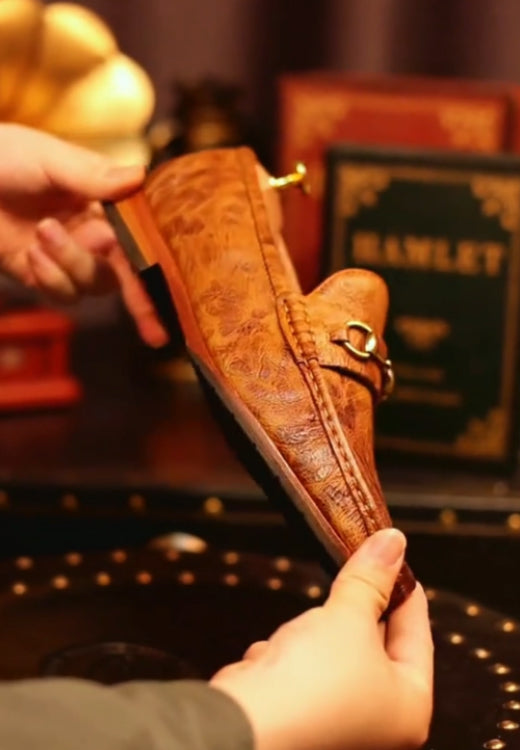 Men's handmade dark leather shoes