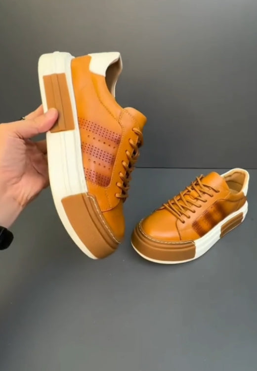 Men's slash handmade leather casual shoes