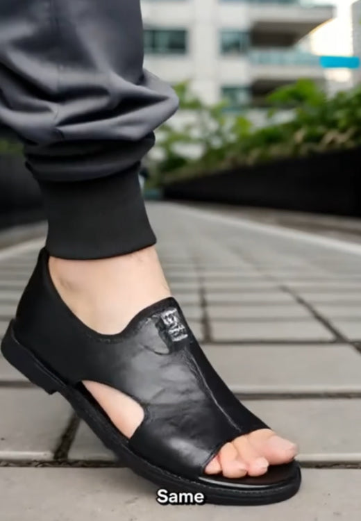 Men's high quality brown leather sandals