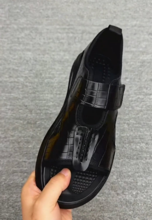 Men's black high quality leather sandals