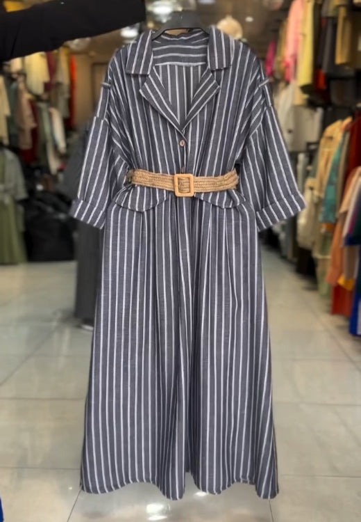 Elegant striped polo neck shirt skirt