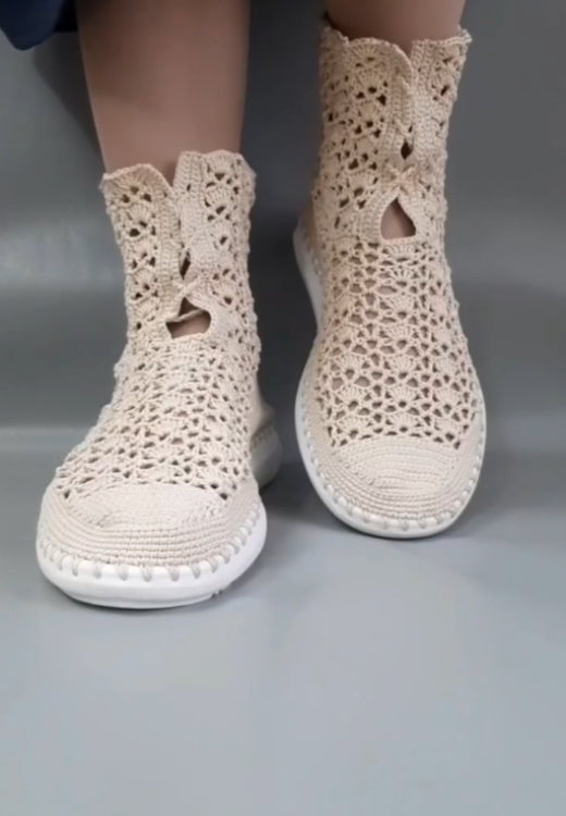 High-top washable extremely light woven cloth shoes