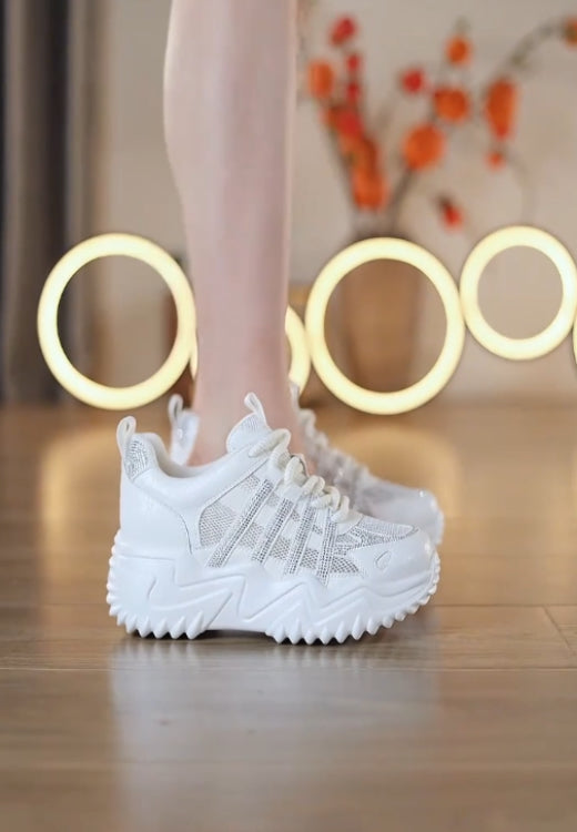 Silver shiny four-bar breathable casual shoes