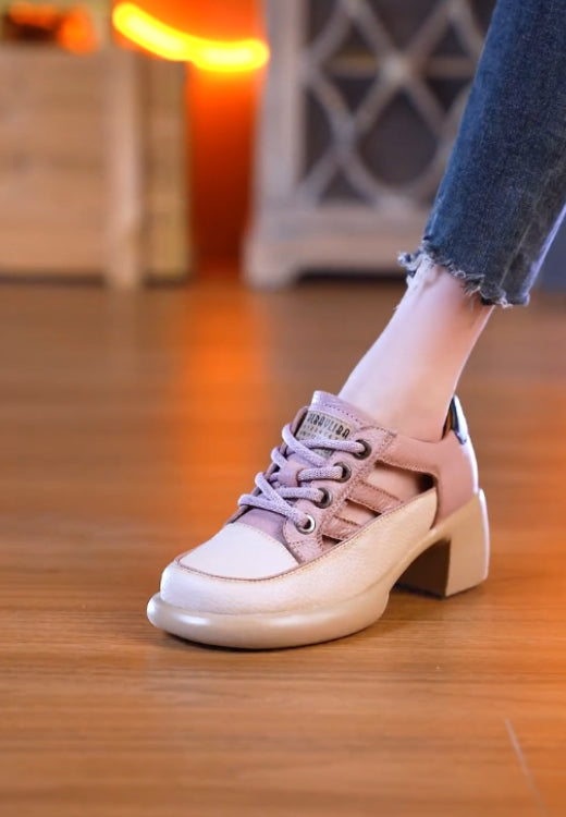Soft leather narrow hollow leisure high-heeled sandals