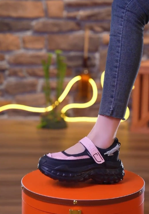 Hook and loop elastic platform leisure shoes