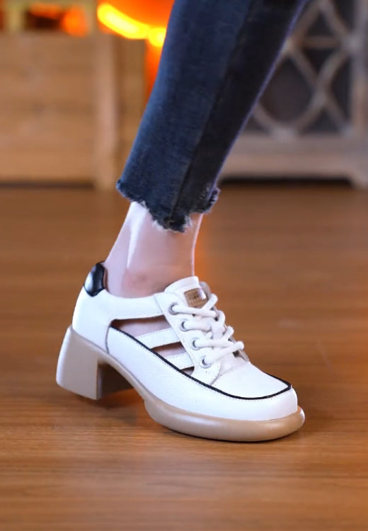 Soft leather narrow hollow leisure high-heeled sandals