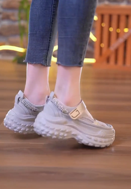 Hook and loop elastic platform leisure shoes