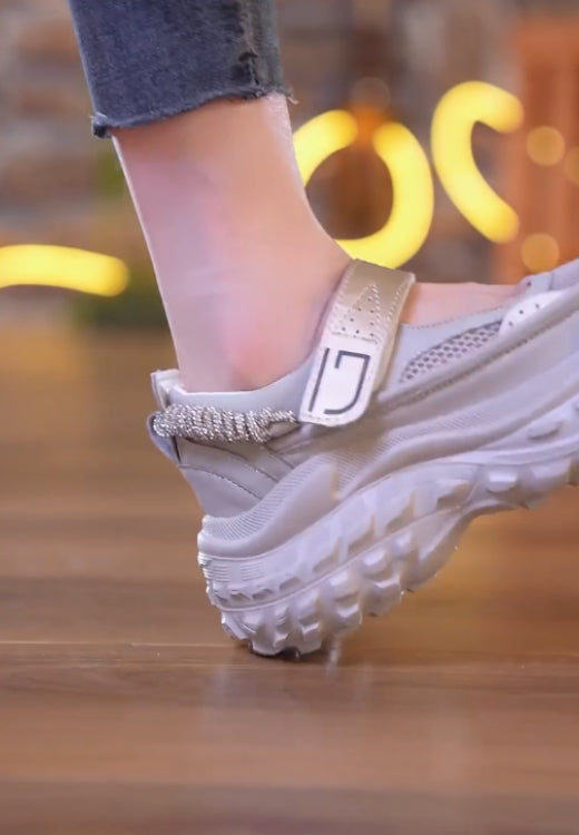 Hook and loop elastic platform leisure shoes