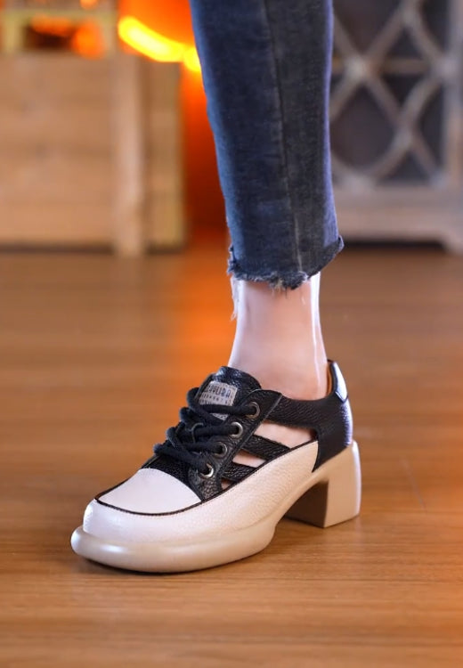 Soft leather narrow hollow leisure high-heeled sandals