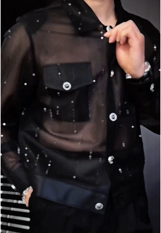 Men's rhinestone hollow sunscreen clothing