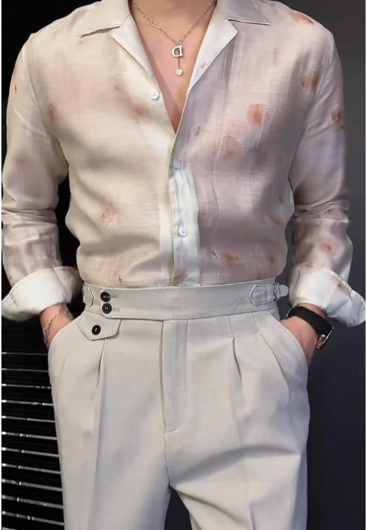 Men's fashion trend fashion linen shirt
