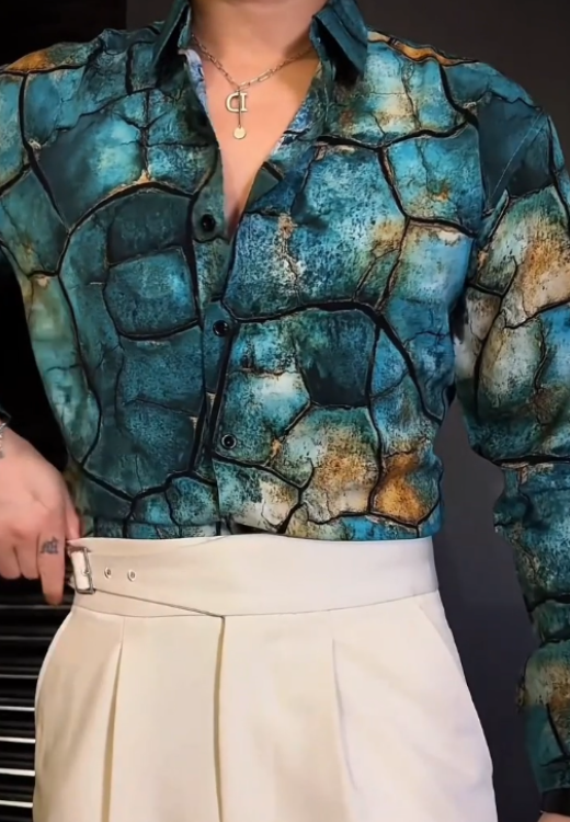 Men's elegant blue chip shirt