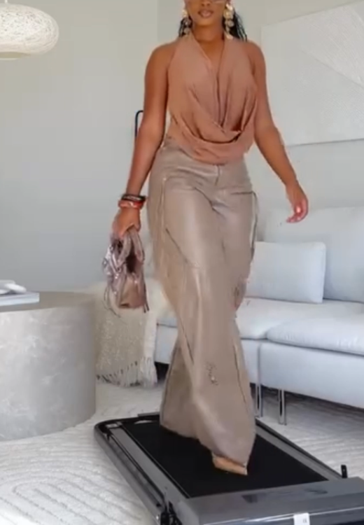 Women's fashion khaki tassel slacks