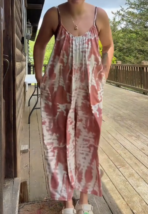Fashion casual light printed jumpsuit
