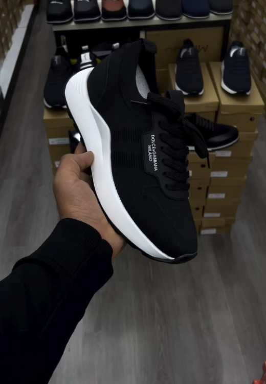 Men's continental alphabet casual black sneakers