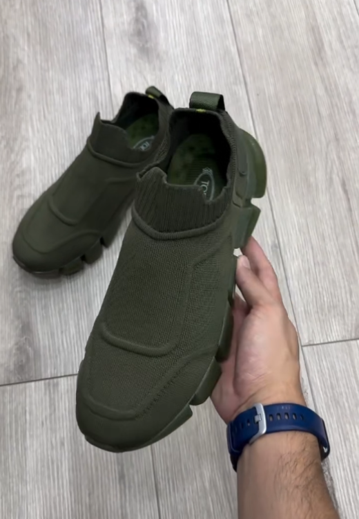 Men's dark green high quality woven shoes
