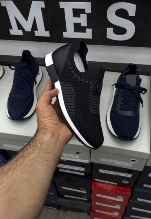 Men's black woven breathable casual shoes