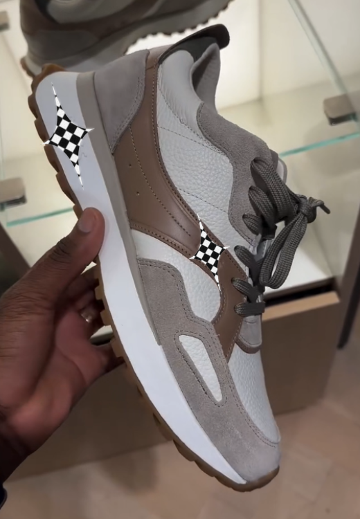 Men's khaki grey stitching casual sports shoes